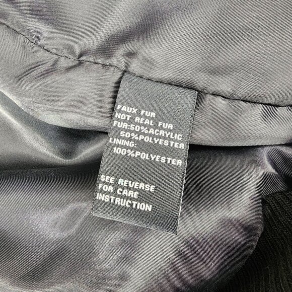 Shaci Blue Women's Size Medium Blue Black Faux Fur Monster Bomber Jacket - Picture 3 of 15